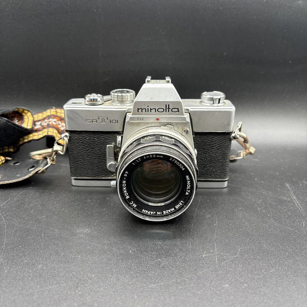 Minolta SRT 101 Film Camera w/ MC ROKKOR PF 50mm f 1.7 Lens